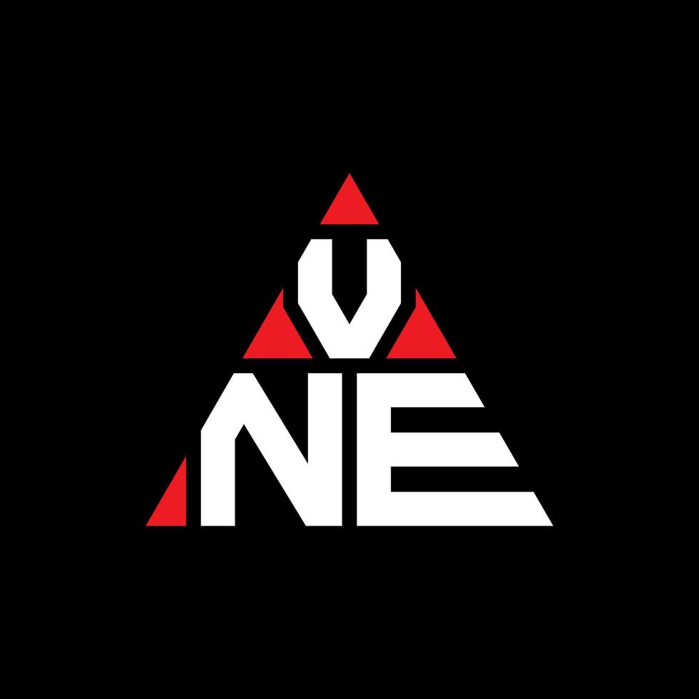 VNE triangle letter logo design with triangle shape. VNE triangle logo design monogram. VNE triangle vector logo template with red color. VNE triangular logo Simple, Elegant, and Luxurious Logo.