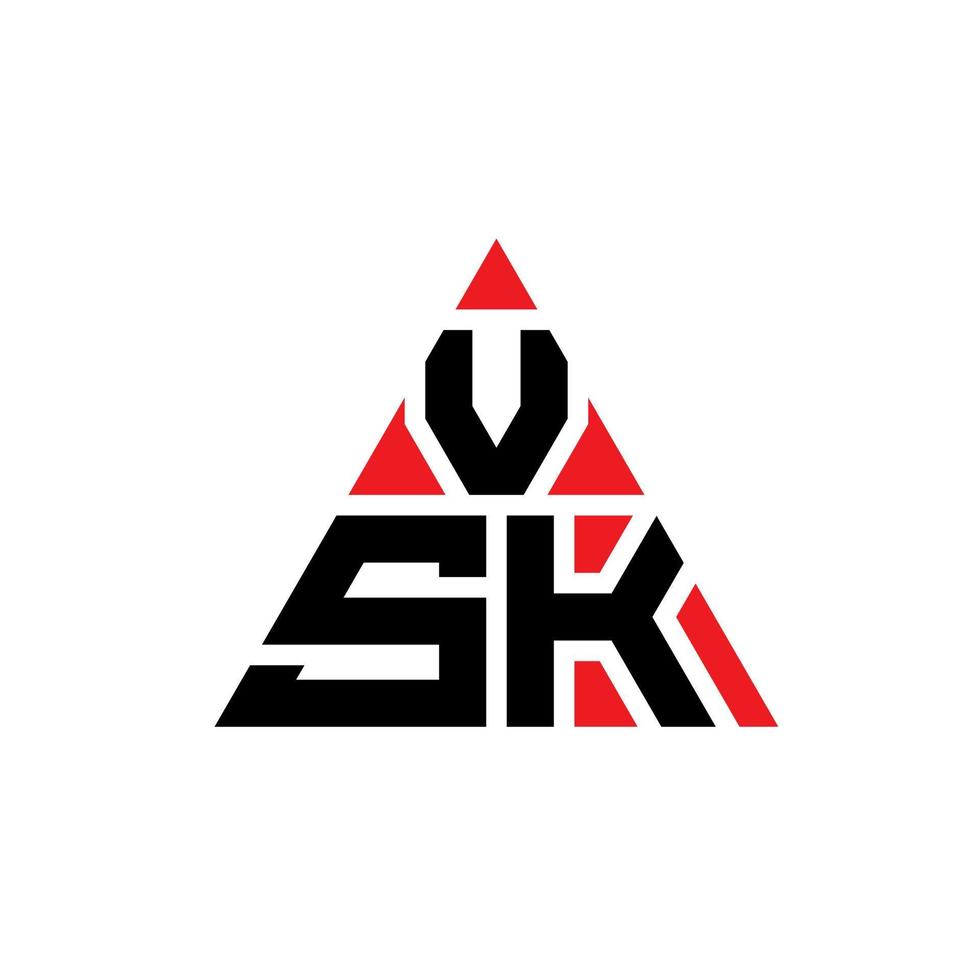 diseño de logotipo de letra de triángulo vsk con forma de triángulo. monograma de diseño del logotipo del triángulo vsk. plantilla de logotipo de vector de triángulo vsk con color rojo. logo triangular vsk logo simple, elegante y lujoso.