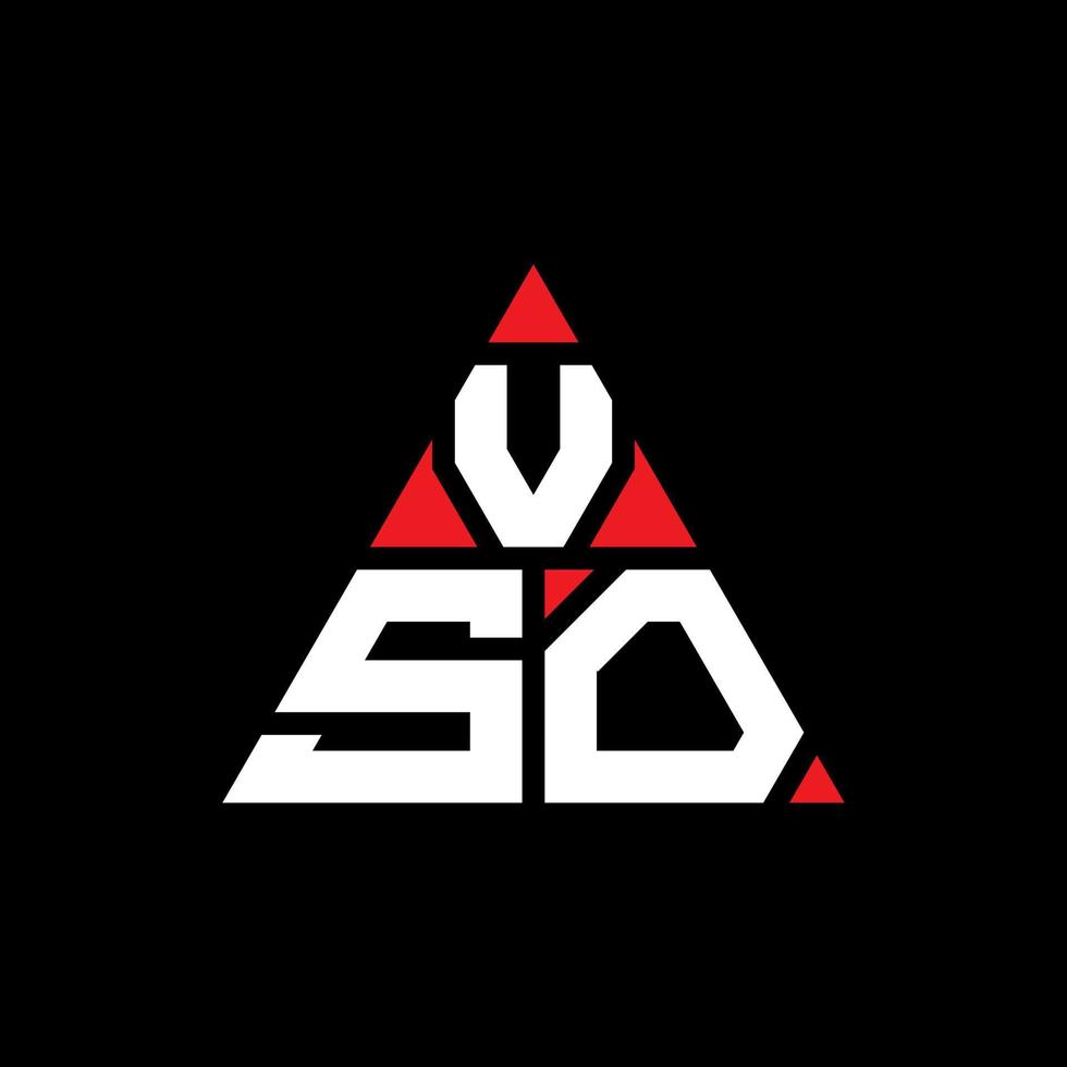 VSO triangle letter logo design with triangle shape. VSO triangle logo design monogram. VSO triangle vector logo template with red color. VSO triangular logo Simple, Elegant, and Luxurious Logo.