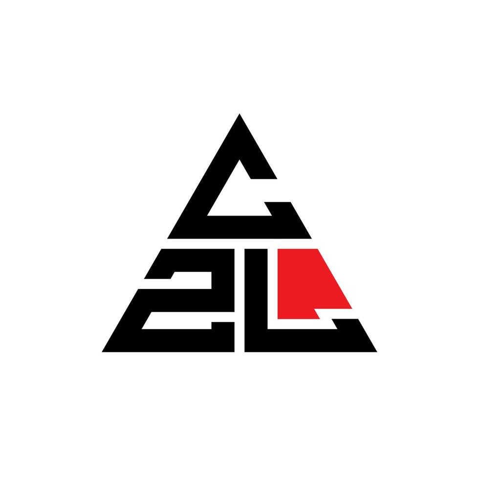 CZL triangle letter logo design with triangle shape. CZL triangle logo design monogram. CZL triangle vector logo template with red color. CZL triangular logo Simple, Elegant, and Luxurious Logo.