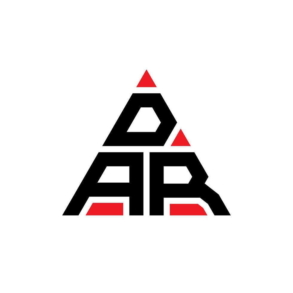 DAR triangle letter logo design with triangle shape. DAR triangle logo design monogram. DAR triangle vector logo template with red color. DAR triangular logo Simple, Elegant, and Luxurious Logo.