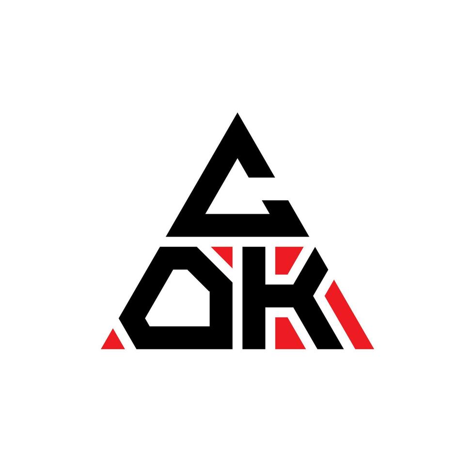 diseño de logotipo de letra de triángulo cok con forma de triángulo. monograma de diseño del logotipo del triángulo cok. plantilla de logotipo de vector de triángulo cok con color rojo. logo triangular cok logo simple, elegante y lujoso.