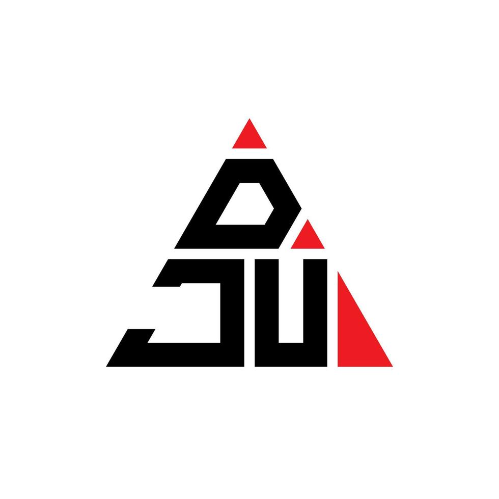 DJU triangle letter logo design with triangle shape. DJU triangle logo design monogram. DJU triangle vector logo template with red color. DJU triangular logo Simple, Elegant, and Luxurious Logo.