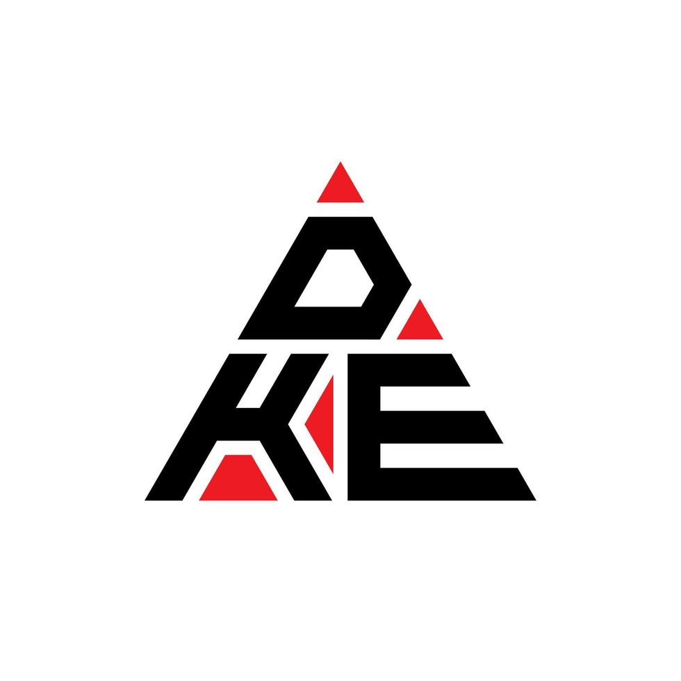 DKE triangle letter logo design with triangle shape. DKE triangle logo design monogram. DKE triangle vector logo template with red color. DKE triangular logo Simple, Elegant, and Luxurious Logo.