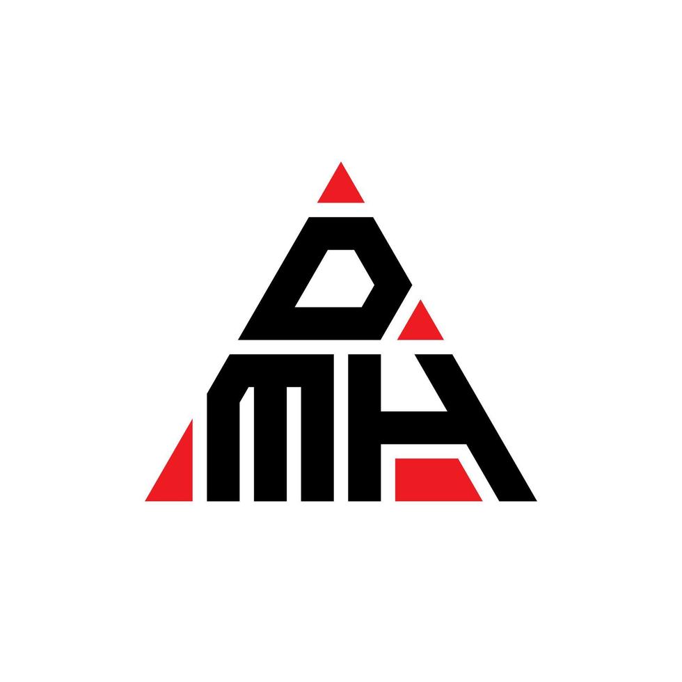 diseño de logotipo de letra triangular dmh con forma de triángulo. monograma de diseño del logotipo del triángulo dmh. plantilla de logotipo de vector de triángulo dmh con color rojo. logotipo triangular dmh logotipo simple, elegante y lujoso.