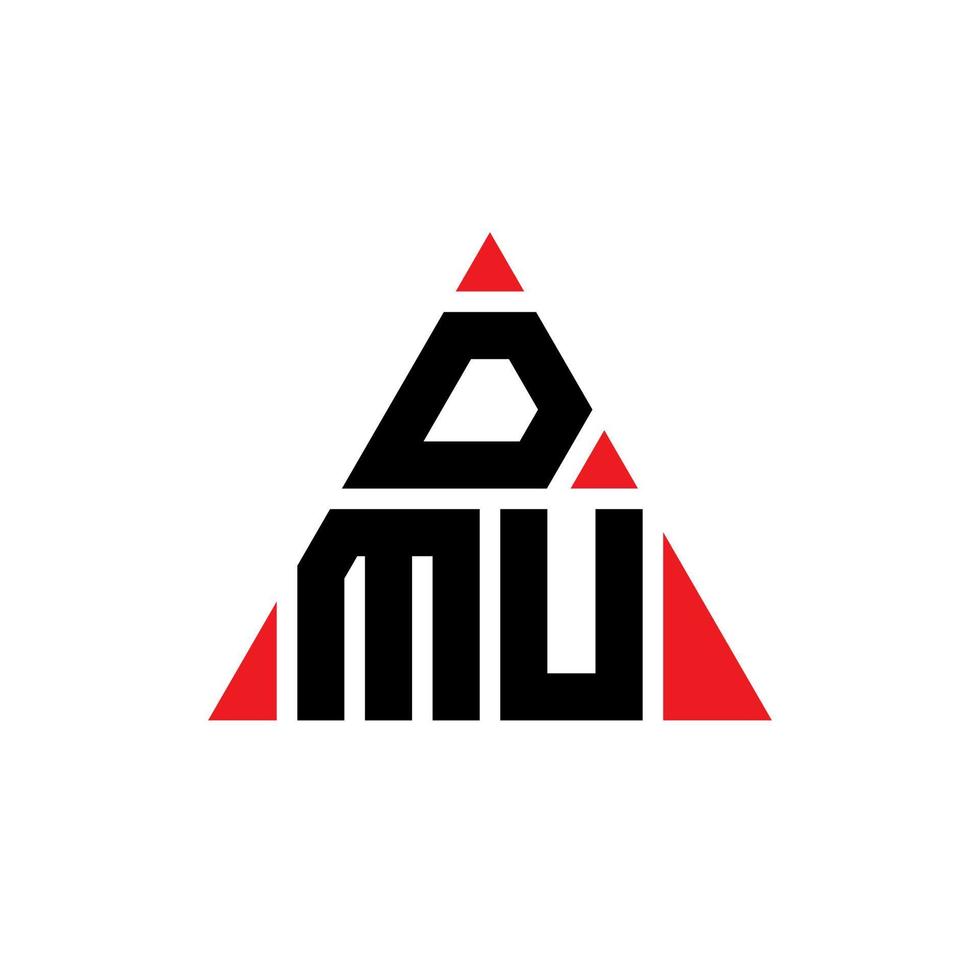 diseño de logotipo de letra triangular dmu con forma de triángulo. monograma de diseño del logotipo del triángulo dmu. plantilla de logotipo de vector de triángulo dmu con color rojo. logotipo triangular dmu logotipo simple, elegante y lujoso.