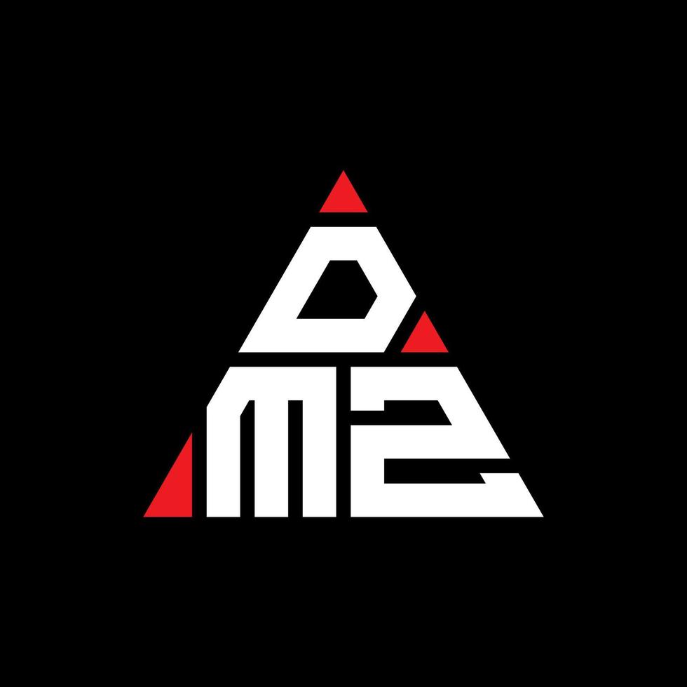 DMZ triangle letter logo design with triangle shape. DMZ triangle logo design monogram. DMZ triangle vector logo template with red color. DMZ triangular logo Simple, Elegant, and Luxurious Logo.