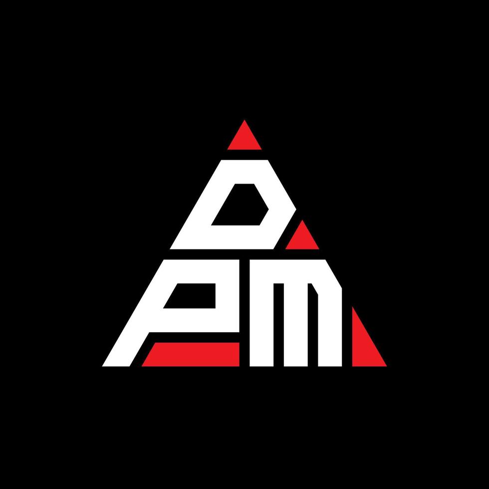 DPM triangle letter logo design with triangle shape. DPM triangle logo design monogram. DPM triangle vector logo template with red color. DPM triangular logo Simple, Elegant, and Luxurious Logo.