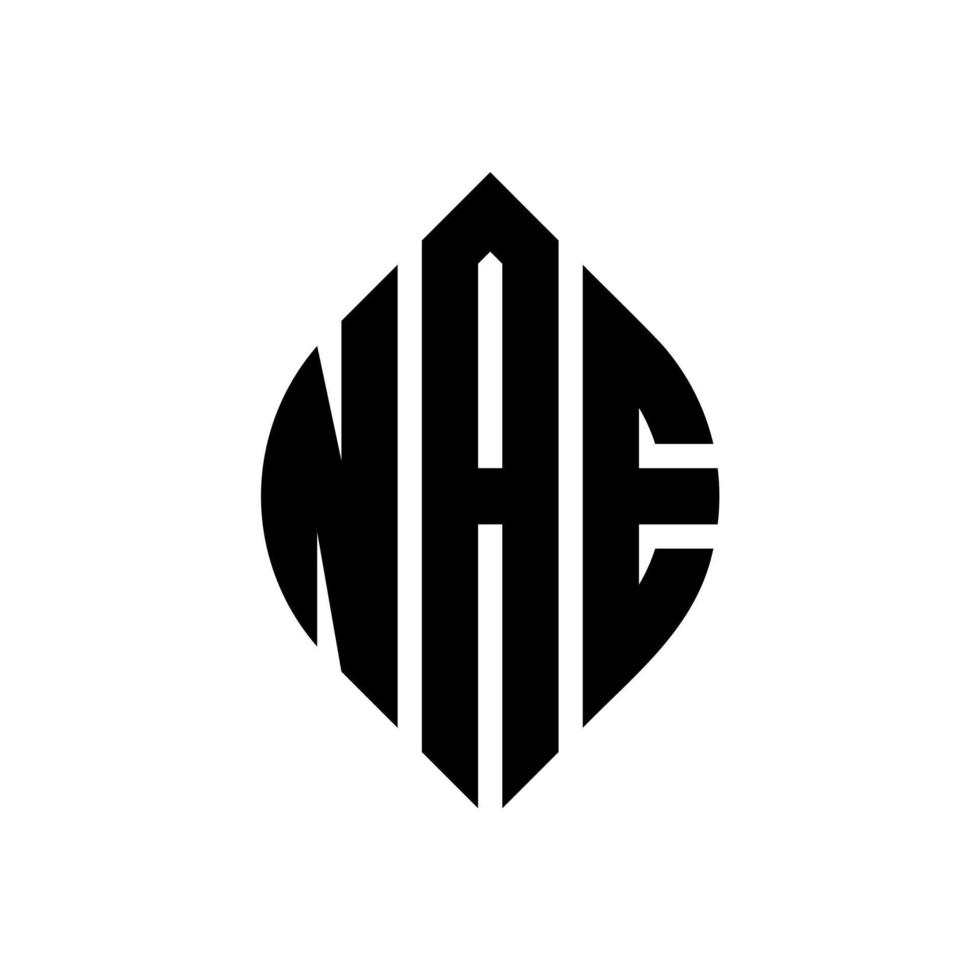 NAE circle letter logo design with circle and ellipse shape. NAE ellipse letters with typographic style. The three initials form a circle logo. NAE Circle Emblem Abstract Monogram Letter Mark Vector. vector