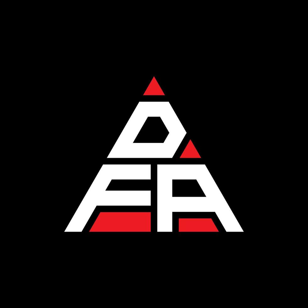 diseño de logotipo de letra triangular dfa con forma de triángulo. monograma de diseño del logotipo del triángulo dfa. plantilla de logotipo de vector de triángulo dfa con color rojo. logo triangular dfa logo simple, elegante y lujoso.