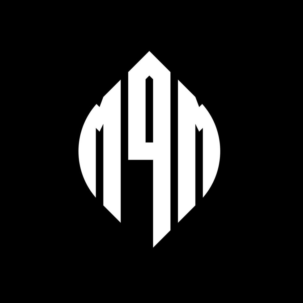 MQM circle letter logo design with circle and ellipse shape. MQM ellipse letters with typographic style. The three initials form a circle logo. MQM Circle Emblem Abstract Monogram Letter Mark Vector. vector