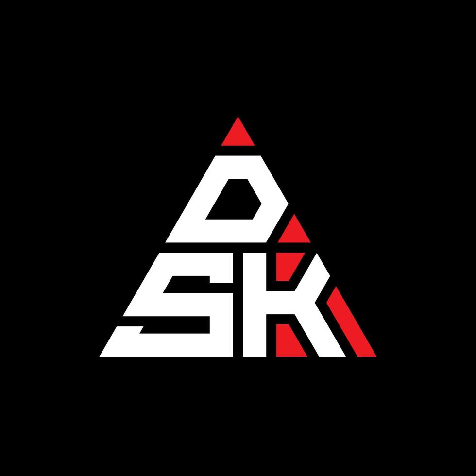 DSK triangle letter logo design with triangle shape. DSK triangle logo design monogram. DSK triangle vector logo template with red color. DSK triangular logo Simple, Elegant, and Luxurious Logo.