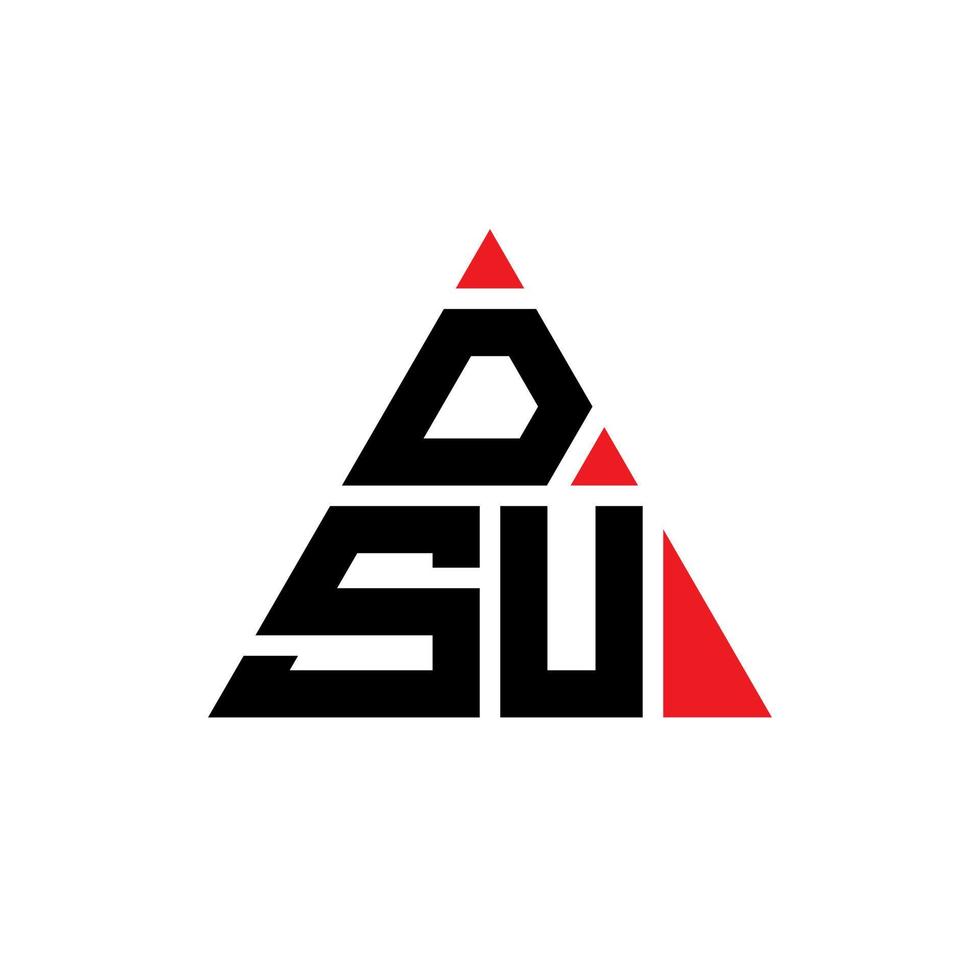 DSU triangle letter logo design with triangle shape. DSU triangle logo design monogram. DSU triangle vector logo template with red color. DSU triangular logo Simple, Elegant, and Luxurious Logo.