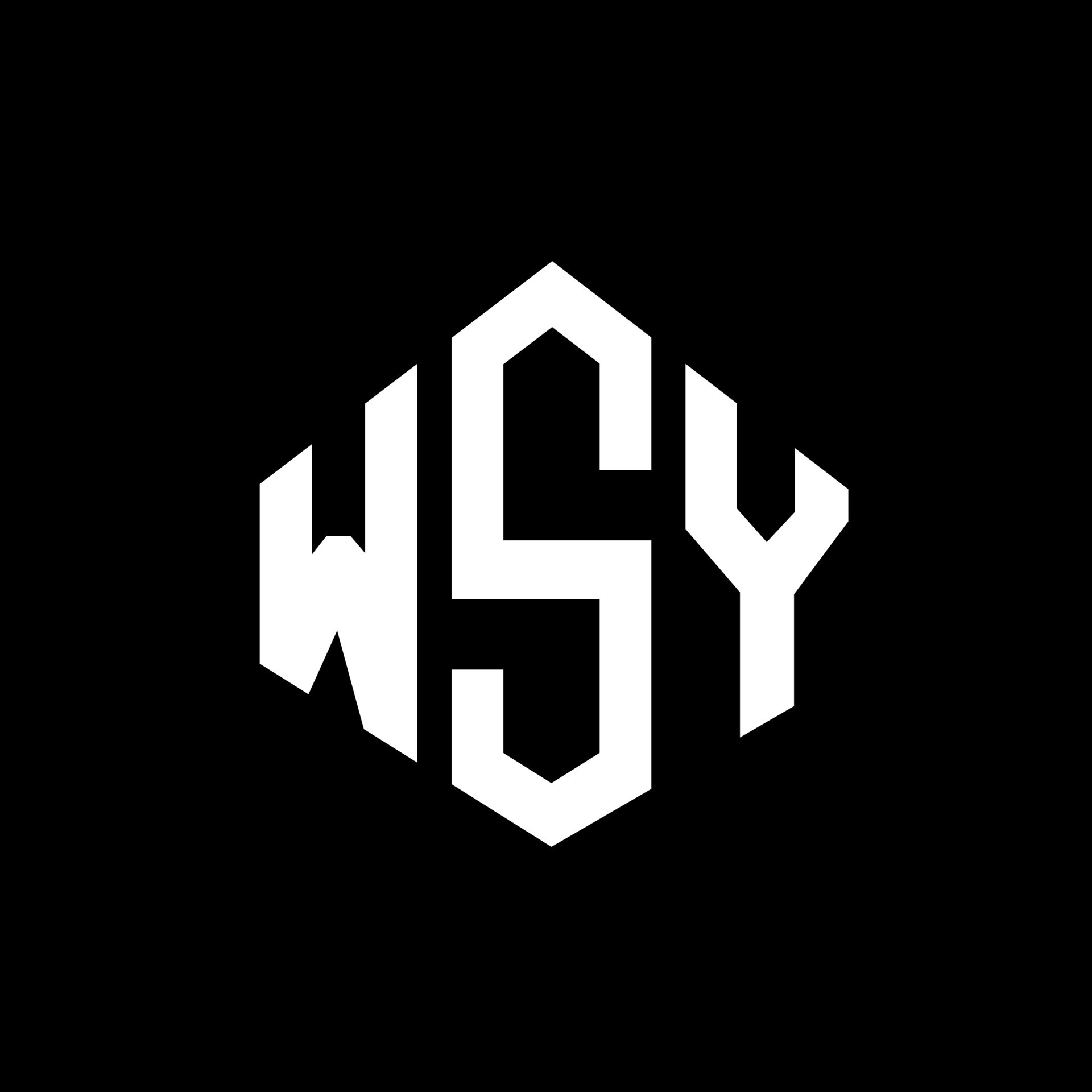 WSY letter logo design with polygon shape. WSY polygon and cube shape