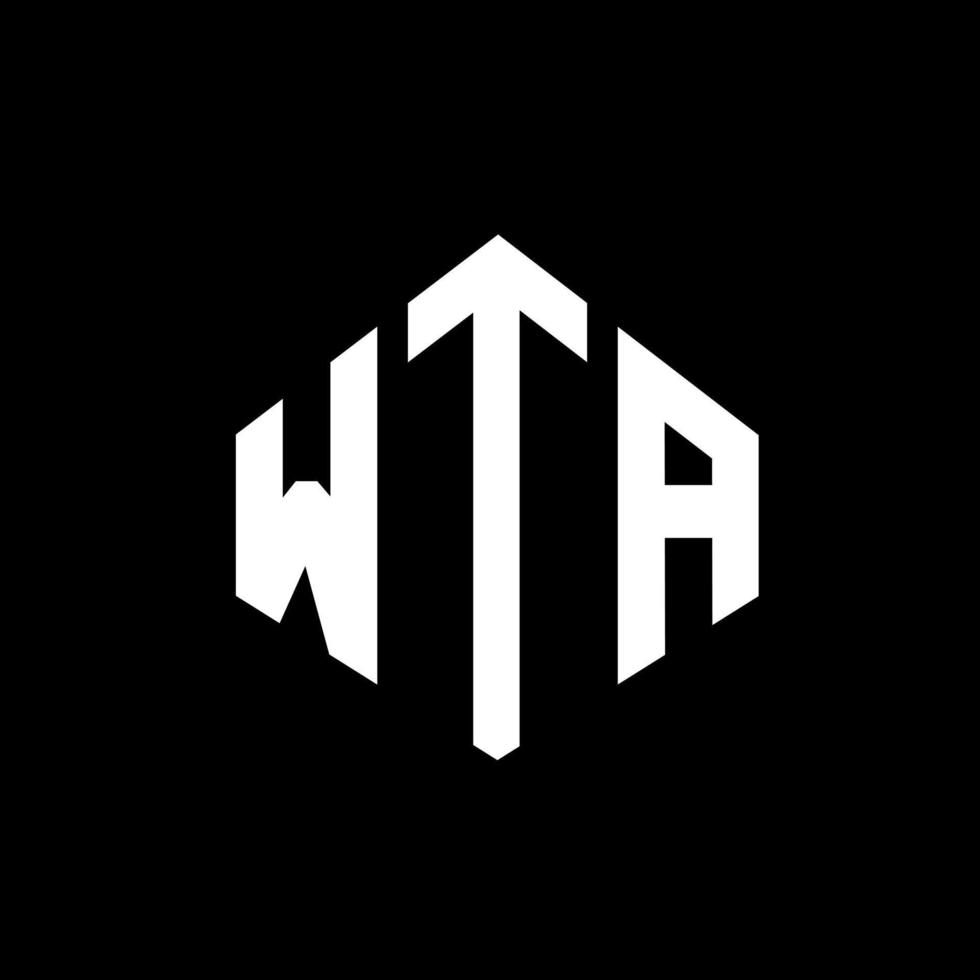 WTA letter logo design with polygon shape. WTA polygon and cube shape logo design. WTA hexagon vector logo template white and black colors. WTA monogram, business and real estate logo.