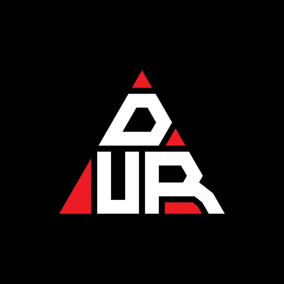 diseño del logotipo de la letra del triángulo dur con forma de triángulo. monograma de diseño del logotipo del triángulo dur. plantilla de logotipo de vector de triángulo dur con color rojo. logotipo triangular dur logotipo simple, elegante y lujoso.
