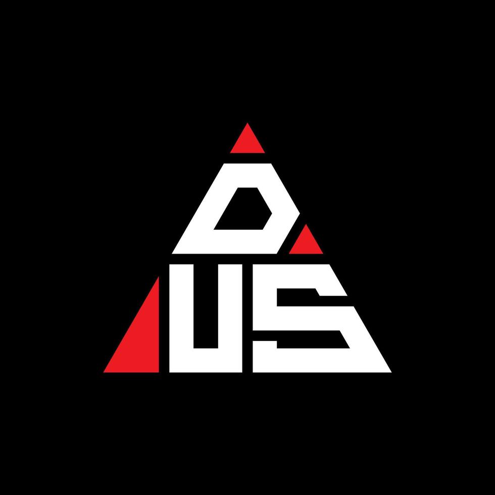 DUS triangle letter logo design with triangle shape. DUS triangle logo design monogram. DUS triangle vector logo template with red color. DUS triangular logo Simple, Elegant, and Luxurious Logo.