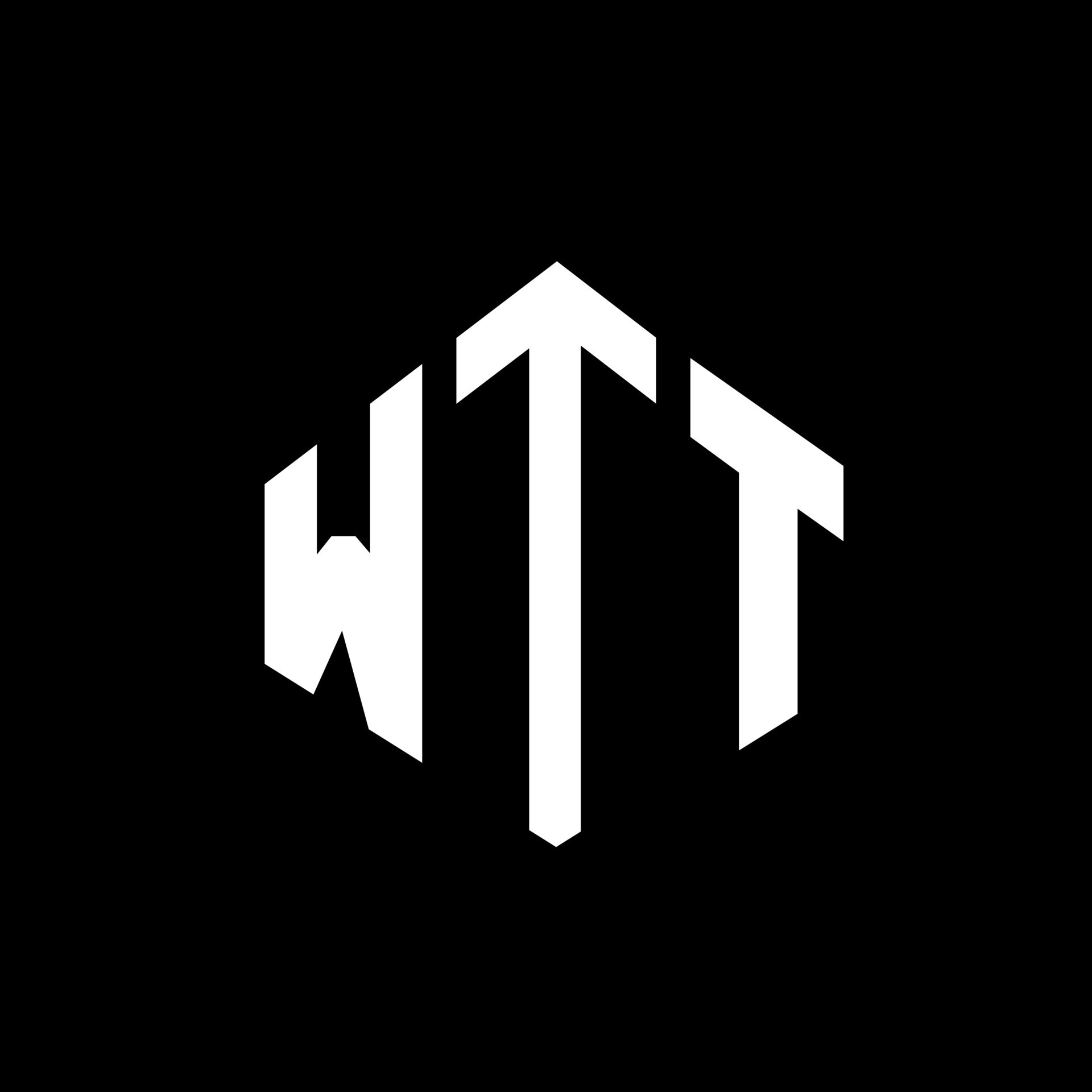 WTT letter logo design with polygon shape. WTT polygon and cube shape