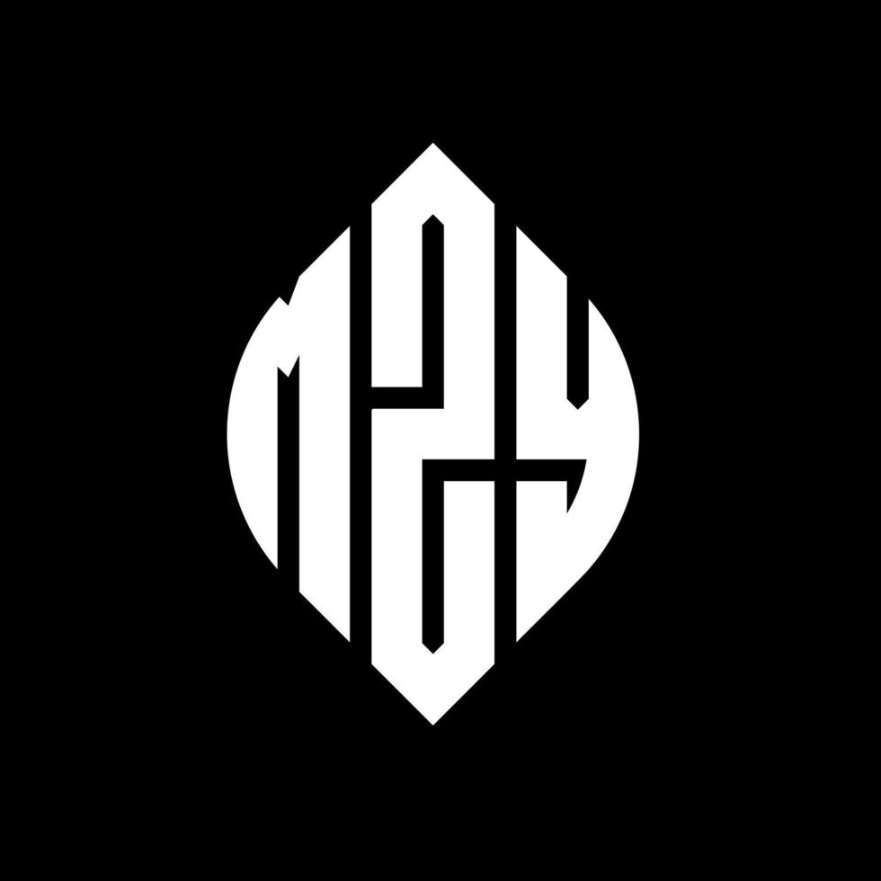 MZY circle letter logo design with circle and ellipse shape. MZY ellipse letters with typographic style. The three initials form a circle logo. MZY Circle Emblem Abstract Monogram Letter Mark Vector. vector