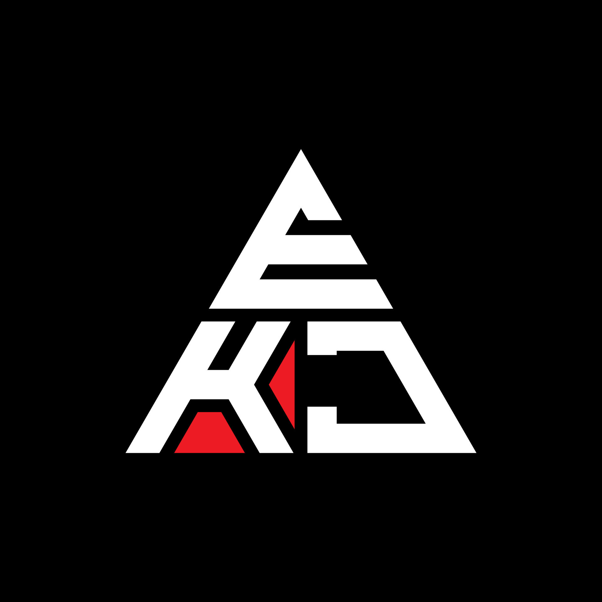 EKJ triangle letter logo design with triangle shape. EKJ triangle logo