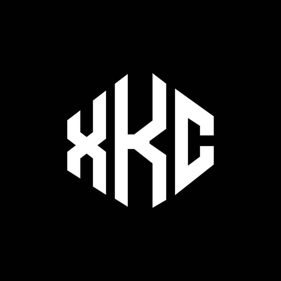 XKC letter logo design with polygon shape. XKC polygon and cube shape logo design. XKC hexagon vector logo template white and black colors. XKC monogram, business and real estate logo.