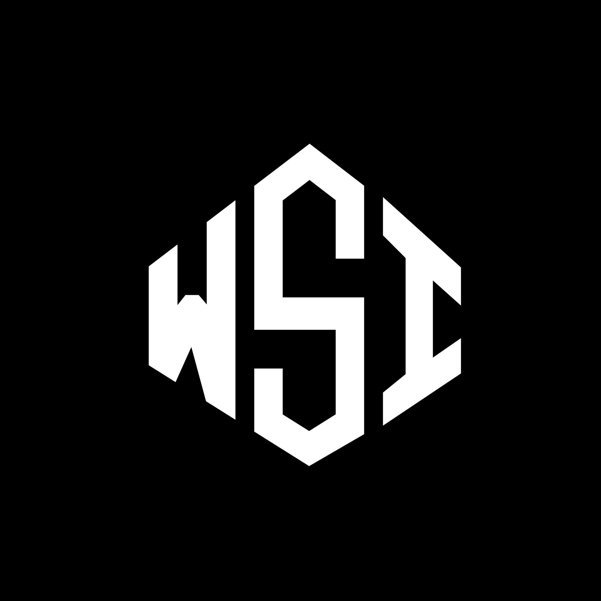 diseño de logotipo de letra wsi con forma de polígono. wsi diseño de