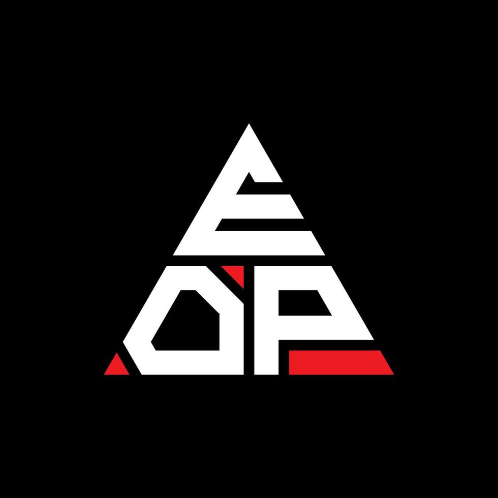 eop diseño de logotipo de letra triangular con forma de triángulo. monograma de diseño del logotipo del triángulo eop. plantilla de logotipo de vector de triángulo eop con color rojo. logotipo triangular eop logotipo simple, elegante y lujoso.