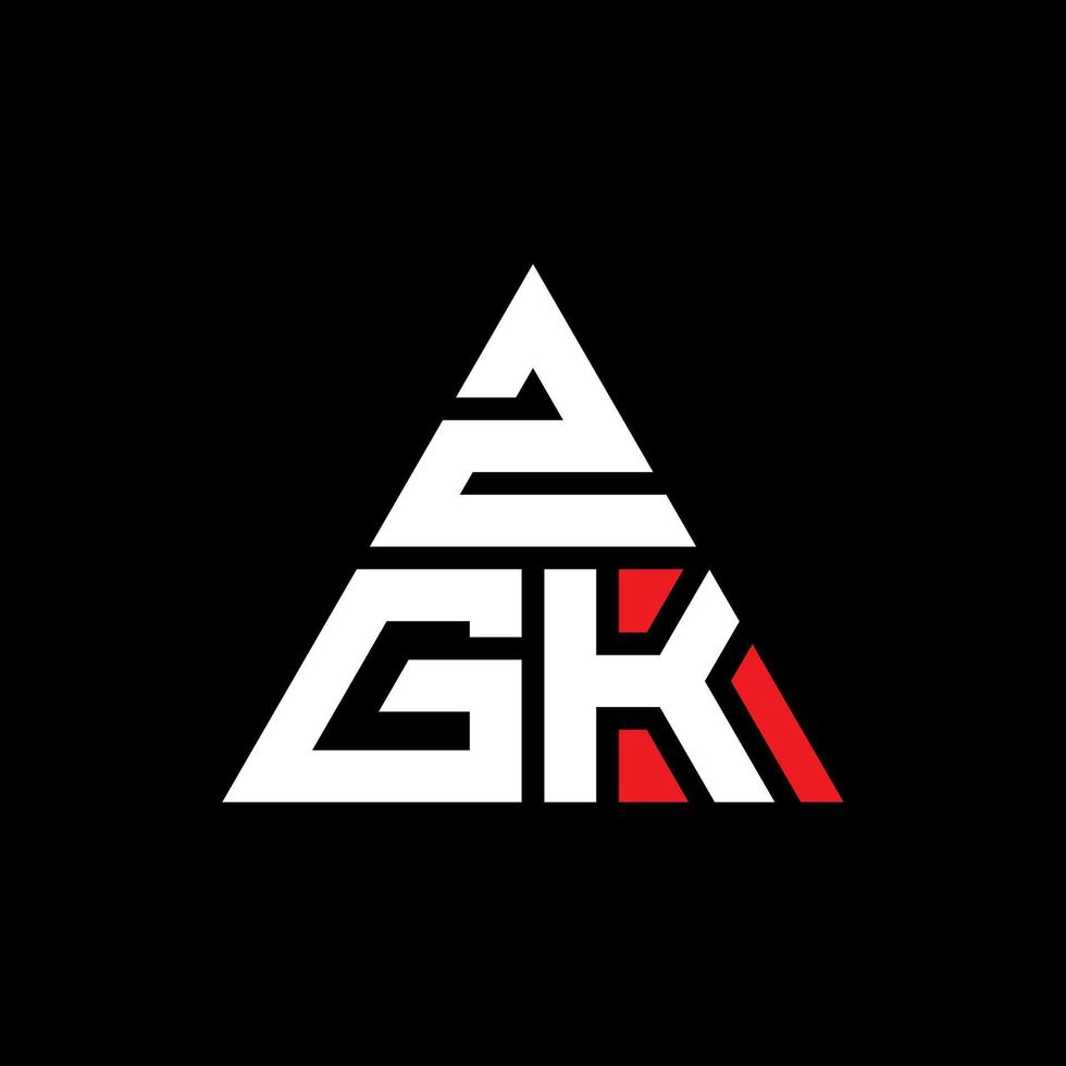 ZGK triangle letter logo design with triangle shape. ZGK triangle logo design monogram. ZGK triangle vector logo template with red color. ZGK triangular logo Simple, Elegant, and Luxurious Logo.