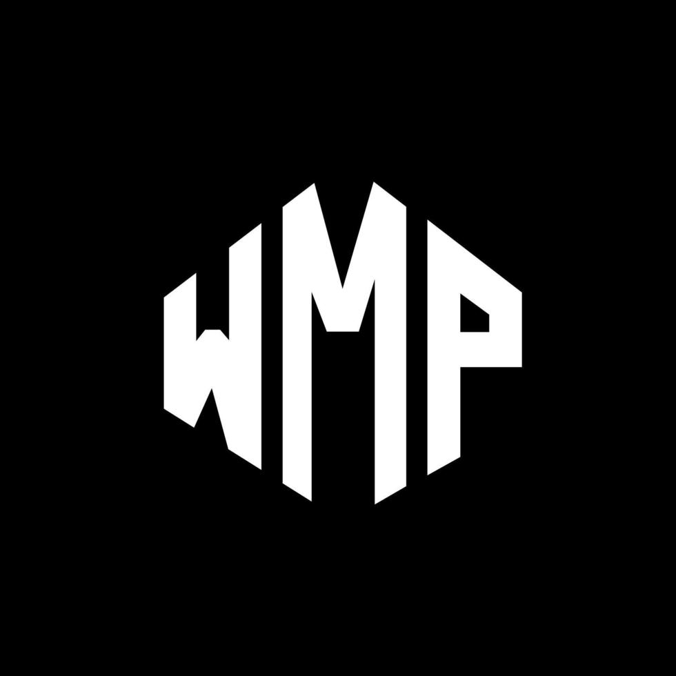 diseño de logotipo de letra wmp con forma de polígono. diseño de logotipo en forma de cubo y polígono wmp. wmp hexágono vector logo plantilla colores blanco y negro. monograma wmp, logotipo comercial y inmobiliario.