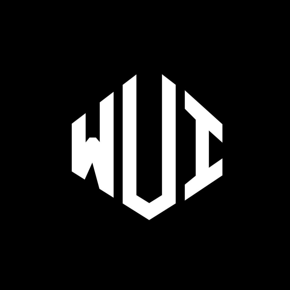 WUI letter logo design with polygon shape. WUI polygon and cube shape logo design. WUI hexagon vector logo template white and black colors. WUI monogram, business and real estate logo.