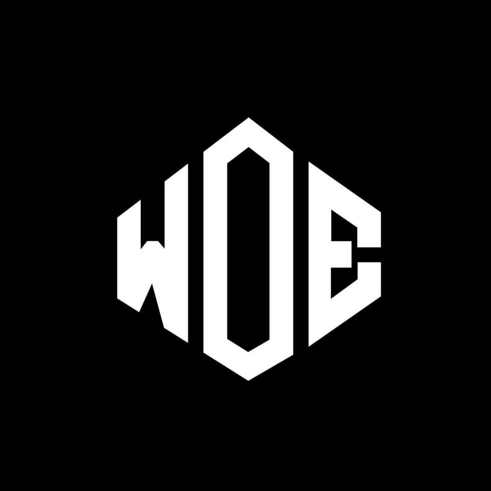 WOE letter logo design with polygon shape. WOE polygon and cube shape logo design. WOE hexagon vector logo template white and black colors. WOE monogram, business and real estate logo.