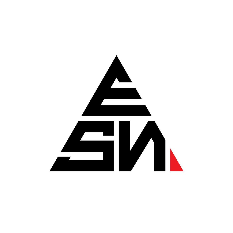 ESN triangle letter logo design with triangle shape. ESN triangle logo design monogram. ESN triangle vector logo template with red color. ESN triangular logo Simple, Elegant, and Luxurious Logo.