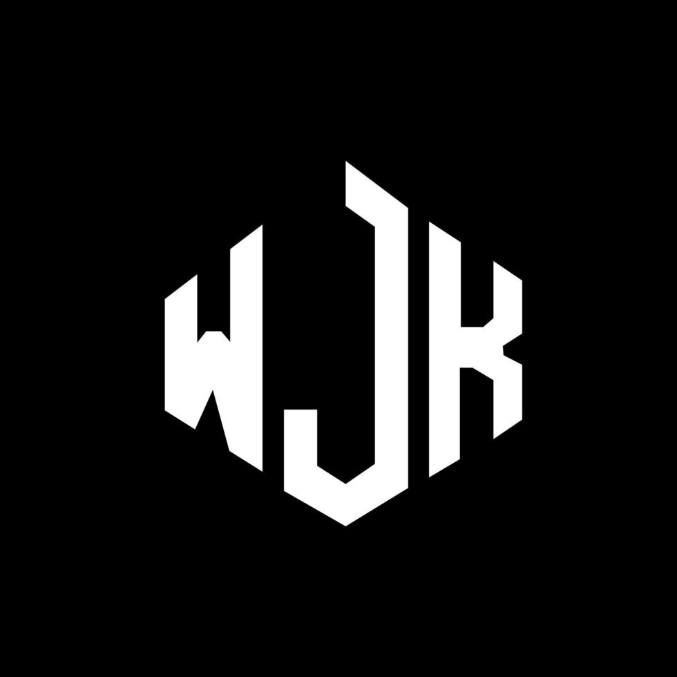 WJK letter logo design with polygon shape. WJK polygon and cube shape logo design. WJK hexagon vector logo template white and black colors. WJK monogram, business and real estate logo.