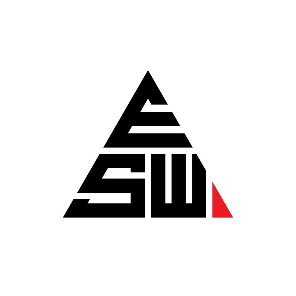 ESW triangle letter logo design with triangle shape. ESW triangle logo design monogram. ESW triangle vector logo template with red color. ESW triangular logo Simple, Elegant, and Luxurious Logo.