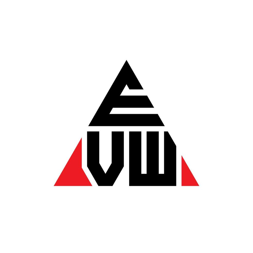EVW triangle letter logo design with triangle shape. EVW triangle logo design monogram. EVW triangle vector logo template with red color. EVW triangular logo Simple, Elegant, and Luxurious Logo.