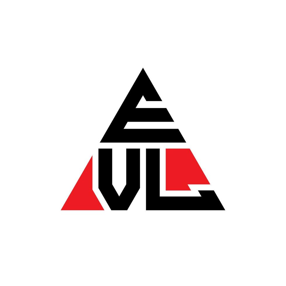 EVL triangle letter logo design with triangle shape. EVL triangle logo design monogram. EVL triangle vector logo template with red color. EVL triangular logo Simple, Elegant, and Luxurious Logo.