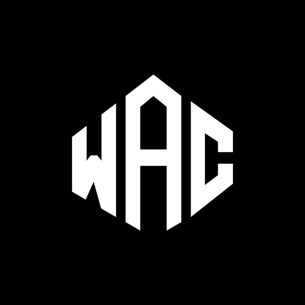 WAC letter logo design with polygon shape. WAC polygon and cube shape logo design. WAC hexagon vector logo template white and black colors. WAC monogram, business and real estate logo.