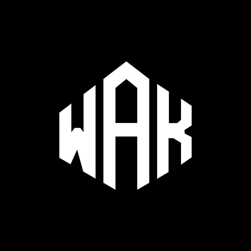 diseño de logotipo de letra wak con forma de polígono. wak polígono y diseño de logotipo en forma de cubo. wak hexágono vector logo plantilla colores blanco y negro. monograma wak, logotipo comercial y inmobiliario.