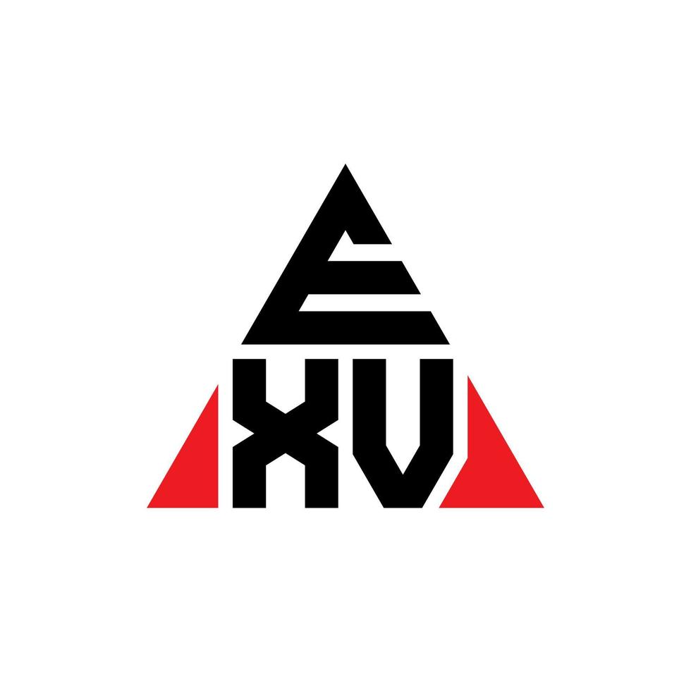 EXV triangle letter logo design with triangle shape. EXV triangle logo design monogram. EXV triangle vector logo template with red color. EXV triangular logo Simple, Elegant, and Luxurious Logo.