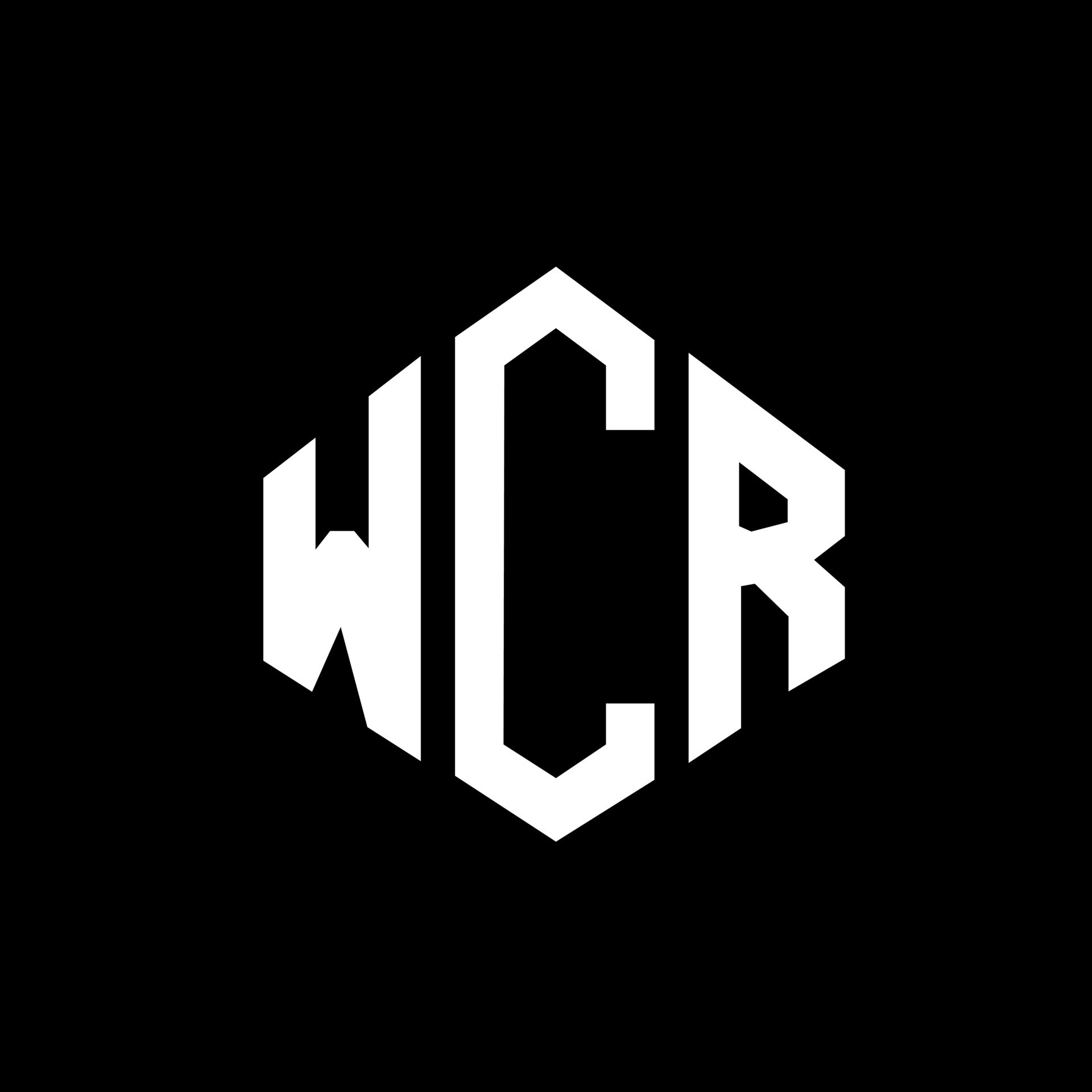 WCR letter logo design with polygon shape. WCR polygon and cube shape