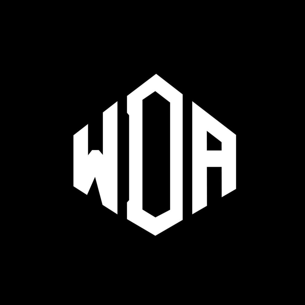 WDA letter logo design with polygon shape. WDA polygon and cube shape logo design. WDA hexagon vector logo template white and black colors. WDA monogram, business and real estate logo.