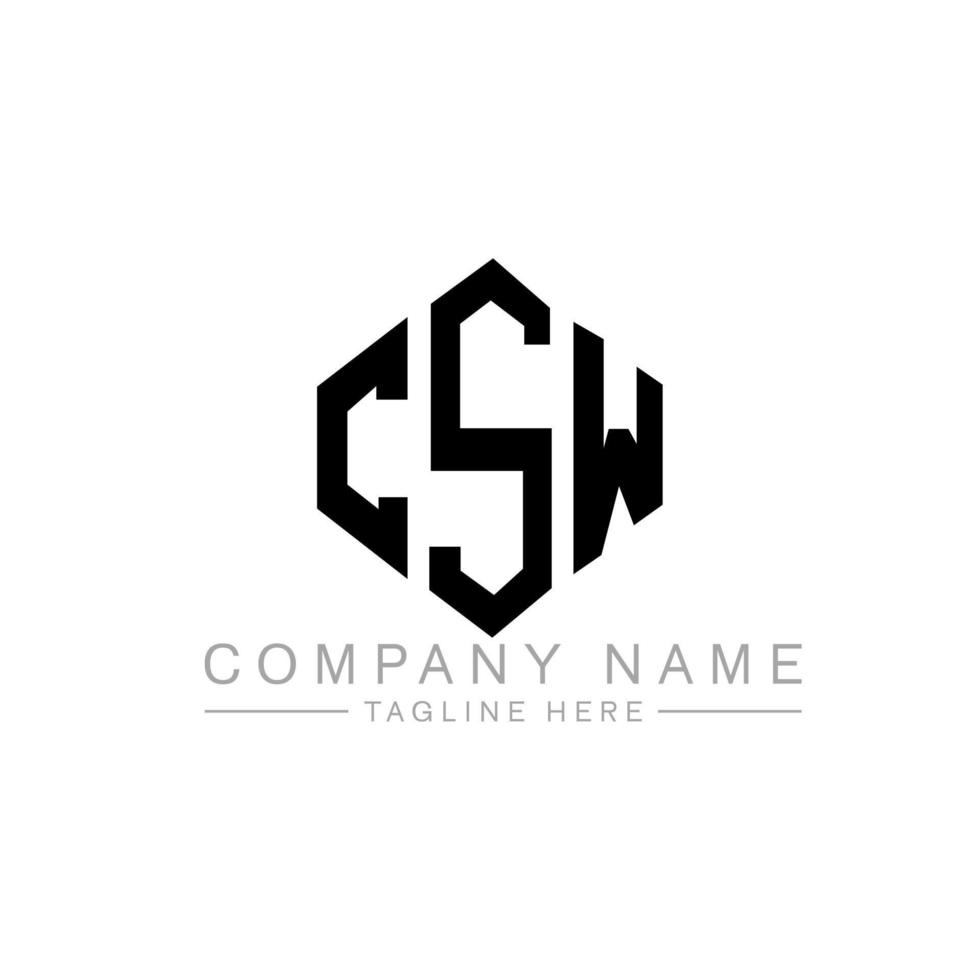 CSW letter logo design with polygon shape. CSW polygon and cube shape logo design. CSW hexagon vector logo template white and black colors. CSW monogram, business and real estate logo.