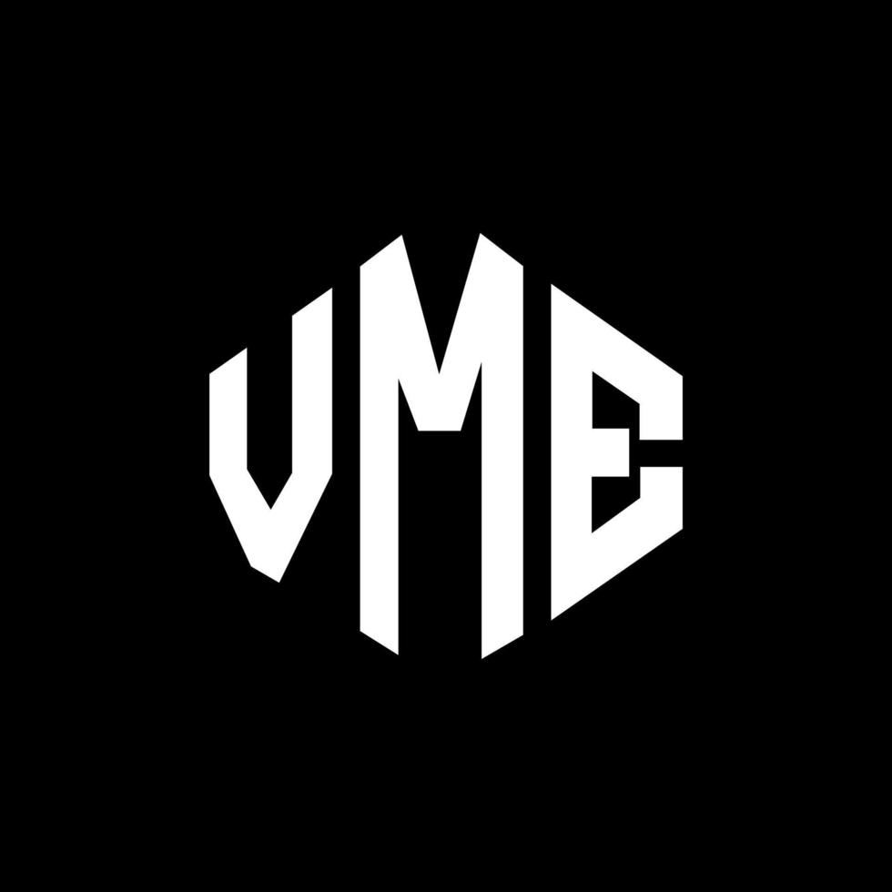 diseño de logotipo de letra vme con forma de polígono. vme polígono y diseño de logotipo en forma de cubo. vme hexágono vector logo plantilla colores blanco y negro. Monograma vme, logotipo empresarial y inmobiliario.