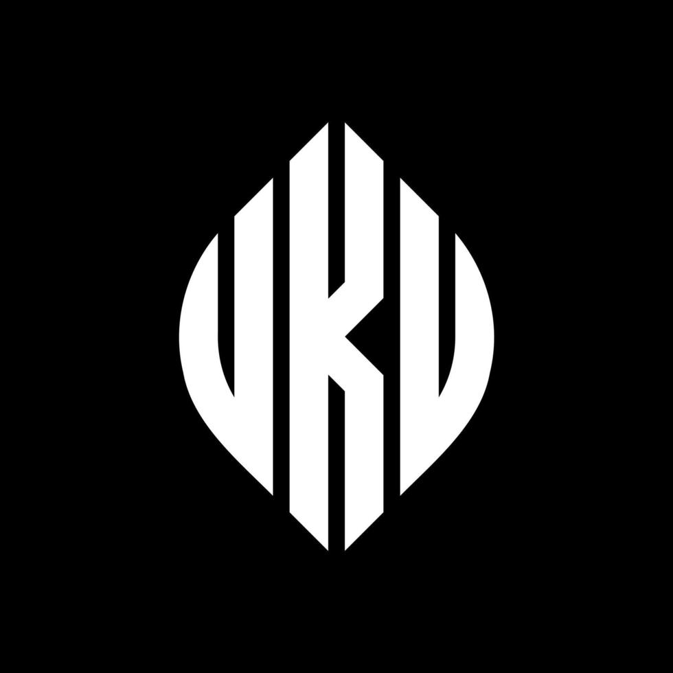 diseño de logotipo de letra de círculo uku con forma de círculo y elipse. letras elipses uku con estilo tipográfico. las tres iniciales forman un logo circular. vector de marca de letra de monograma abstracto del emblema del círculo uku.