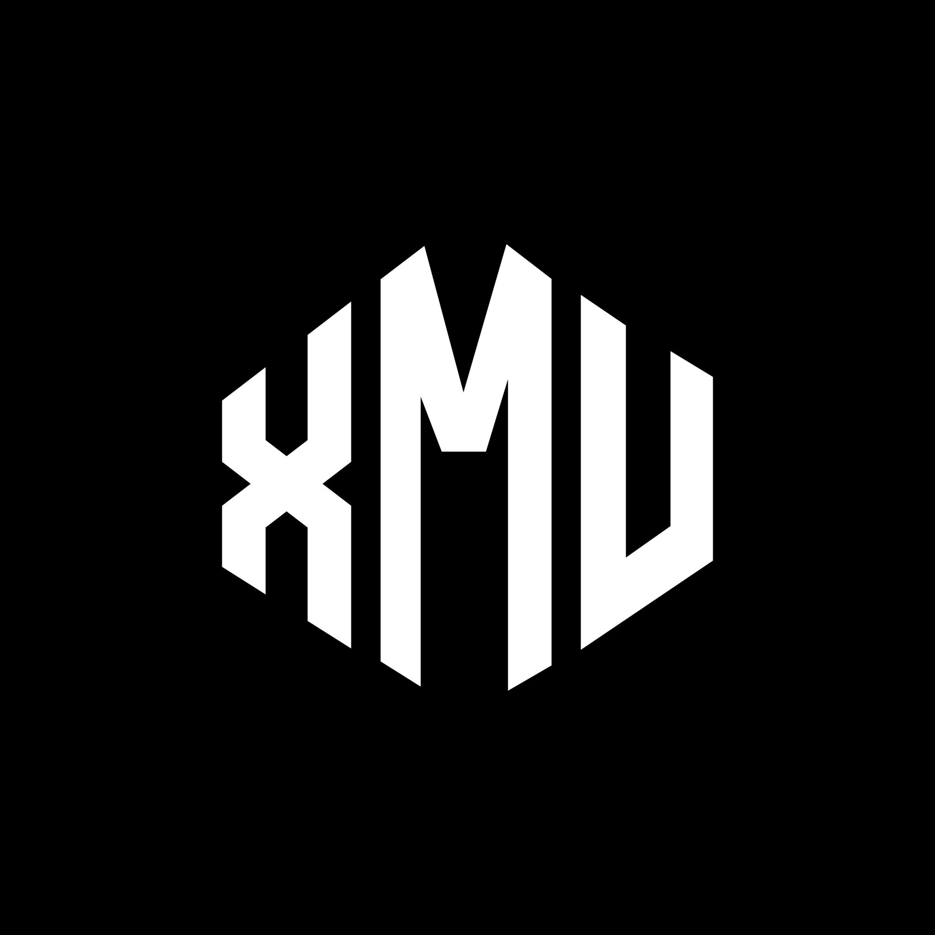 XMU letter logo design with polygon shape. XMU polygon and cube shape