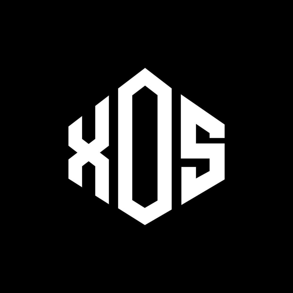 XOS letter logo design with polygon shape. XOS polygon and cube shape logo design. XOS hexagon vector logo template white and black colors. XOS monogram, business and real estate logo.