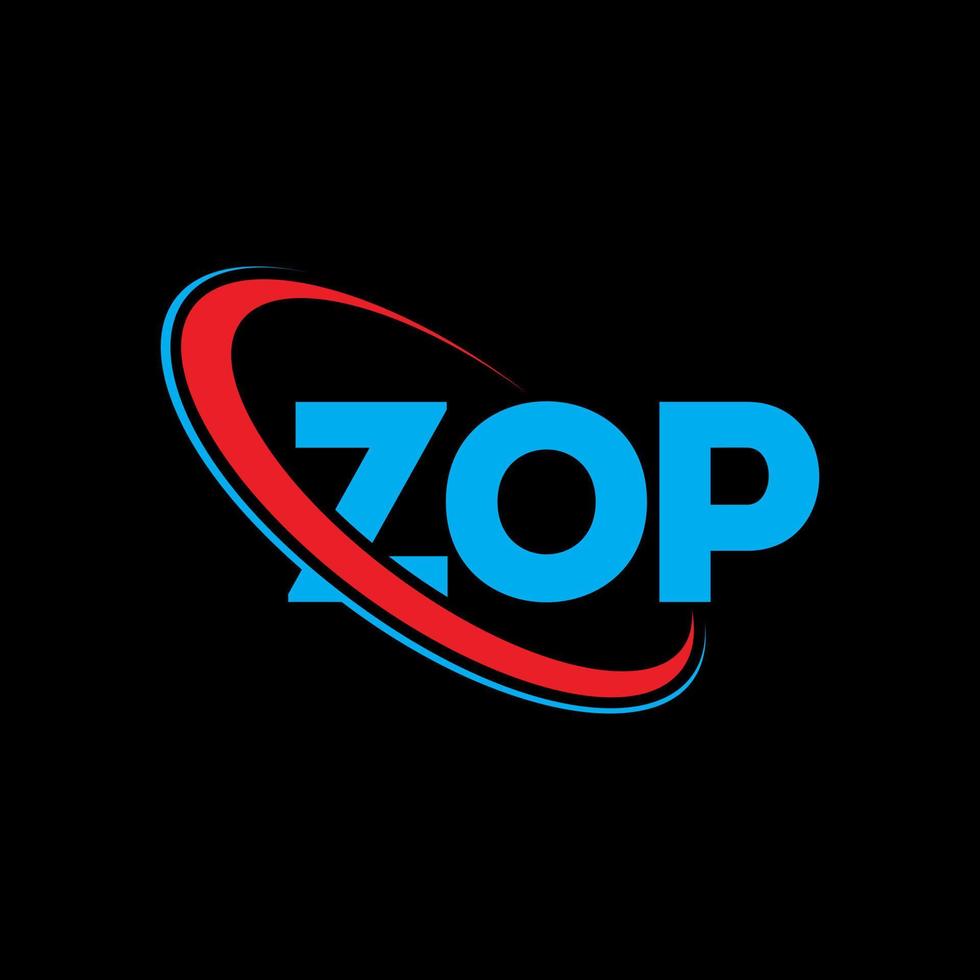 logotipo de zop. letra zop. diseño de logotipo de letra zop. logotipo de iniciales zop vinculado con círculo y logotipo de monograma en mayúsculas. tipografía zop para tecnología, negocios y marca inmobiliaria. vector