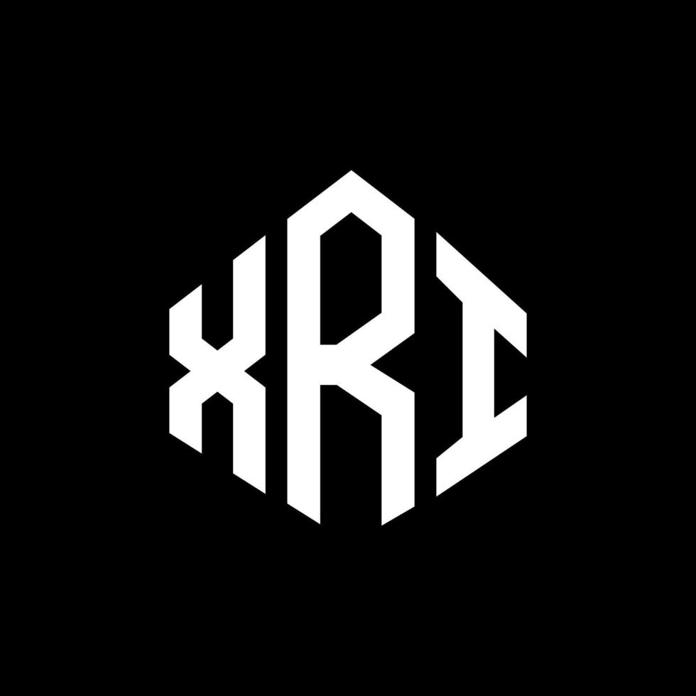 XRI letter logo design with polygon shape. XRI polygon and cube shape logo design. XRI hexagon vector logo template white and black colors. XRI monogram, business and real estate logo.