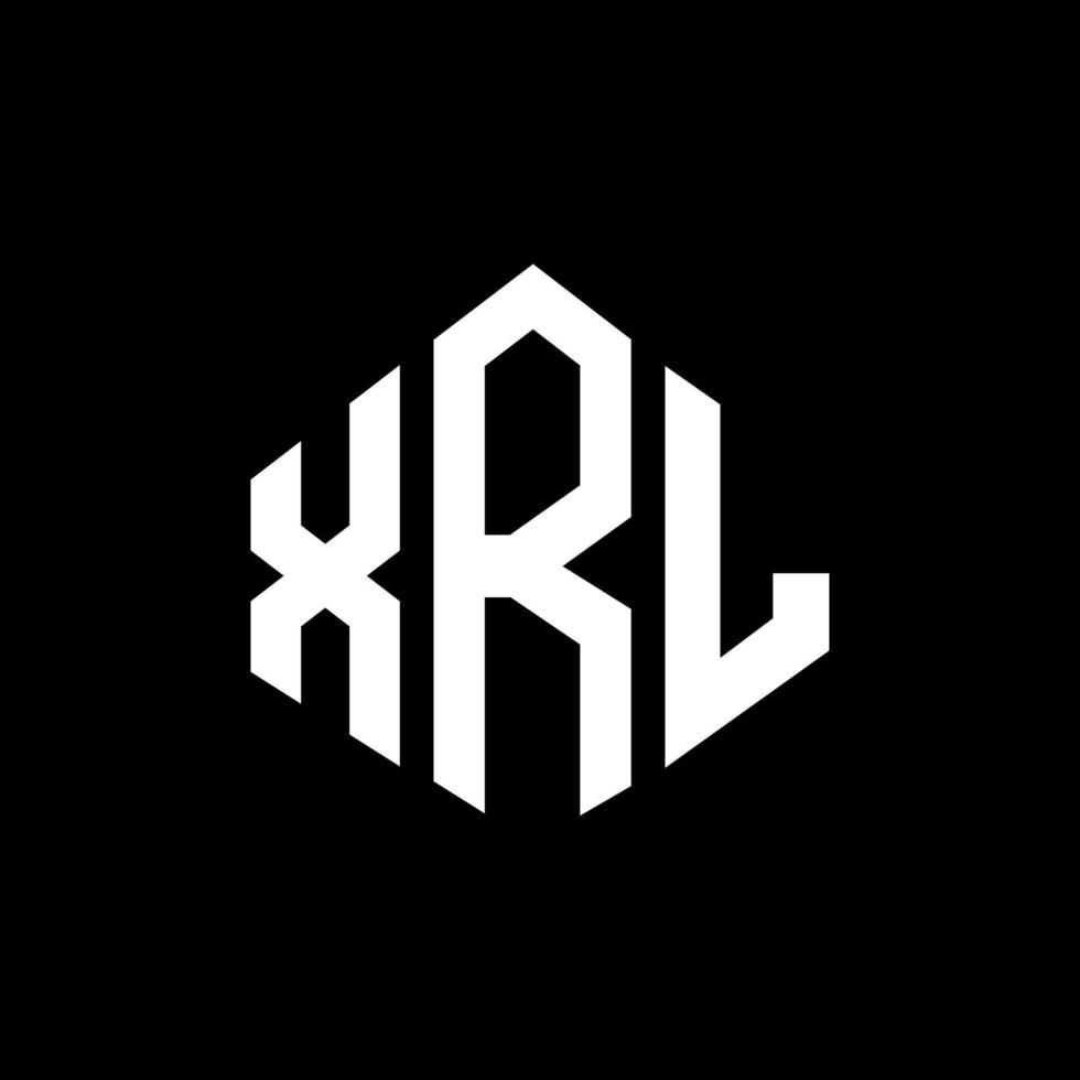 XRL letter logo design with polygon shape. XRL polygon and cube shape logo design. XRL hexagon vector logo template white and black colors. XRL monogram, business and real estate logo.