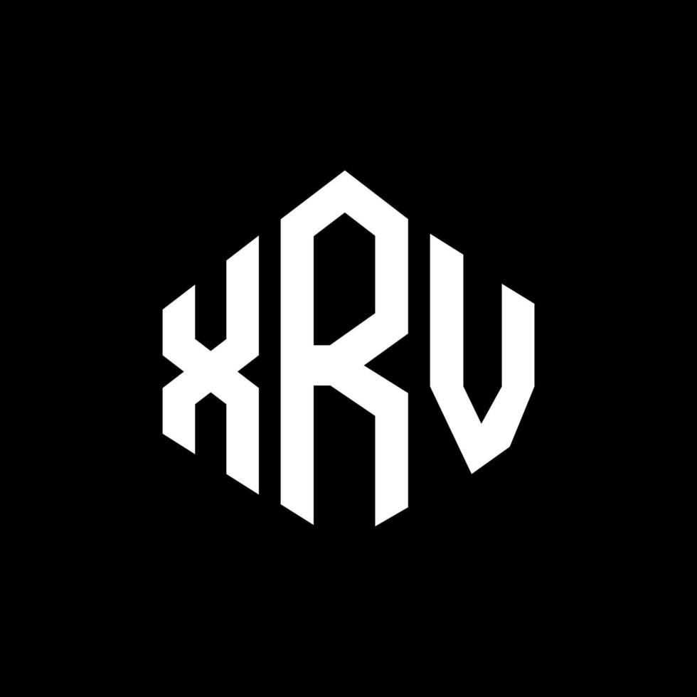 XRV letter logo design with polygon shape. XRV polygon and cube shape logo design. XRV hexagon vector logo template white and black colors. XRV monogram, business and real estate logo.